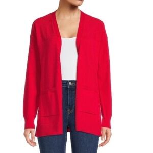 Time and Tru 🆕 Red Open Front Textured Cardigan w/Pockets NWOT Size 16/18 1x/2x